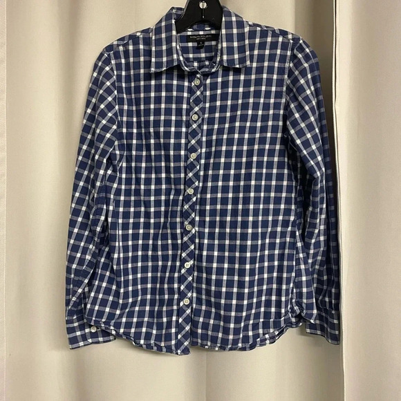 Banana Republic soft wash checked blue & white ladies shirt size small - Picture 1 of 5